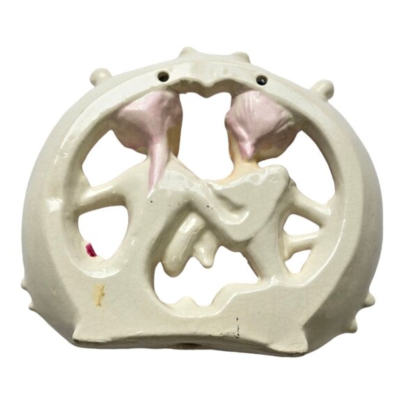 Victorian Porcelain 3D Courting Couple Figurine White Pink & Gold Gilded Plaque - Picture 2 of 9